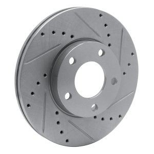 Mazda 3 Brake Rotor (1) - Front Right - R1 Concepts - Drilled & Slotted - Silver - `04-`13